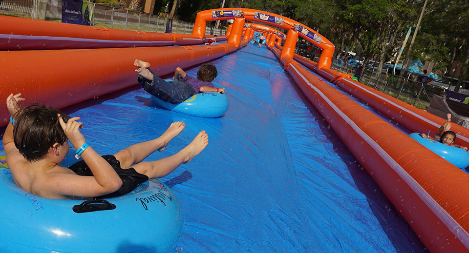 Giant water slide for streets
