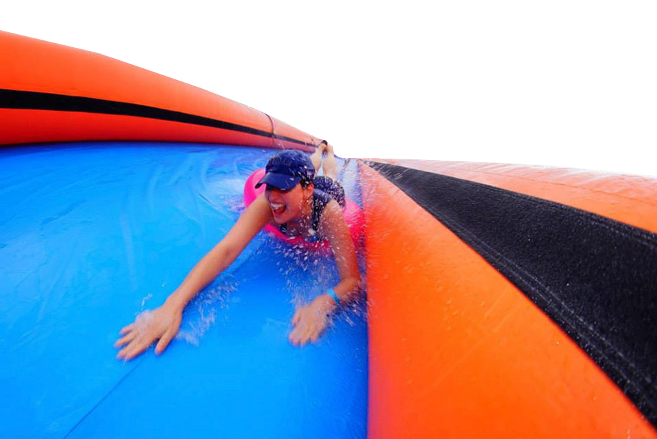 Giant water slide for streets