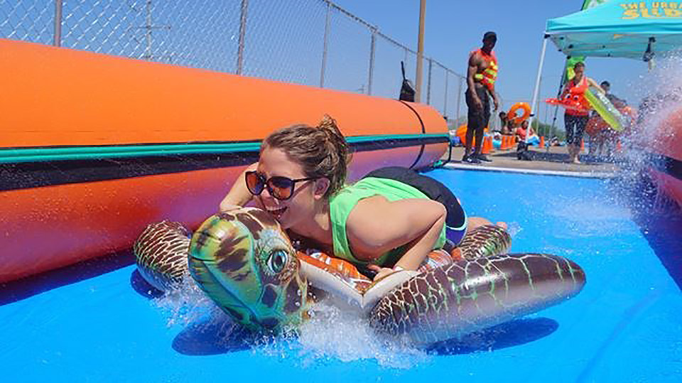 Giant water slide for streets