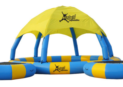 Inflatable pool with tent