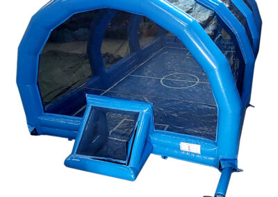 Inflatable football pitch covered
