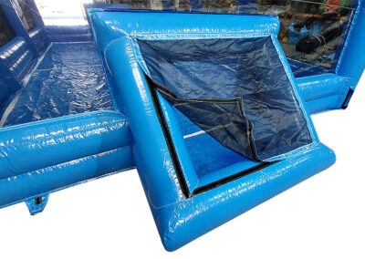 Inflatable football pitch covered