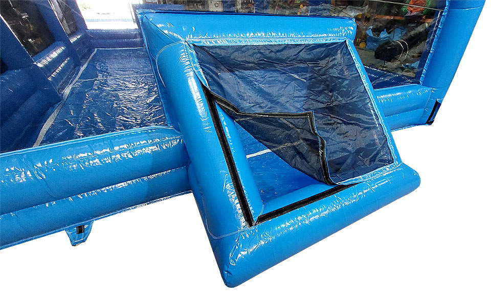 Inflatable football pitch covered
