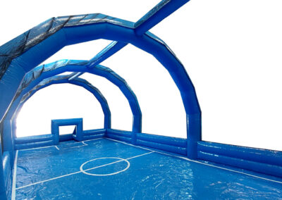 Inflatable football pitch covered